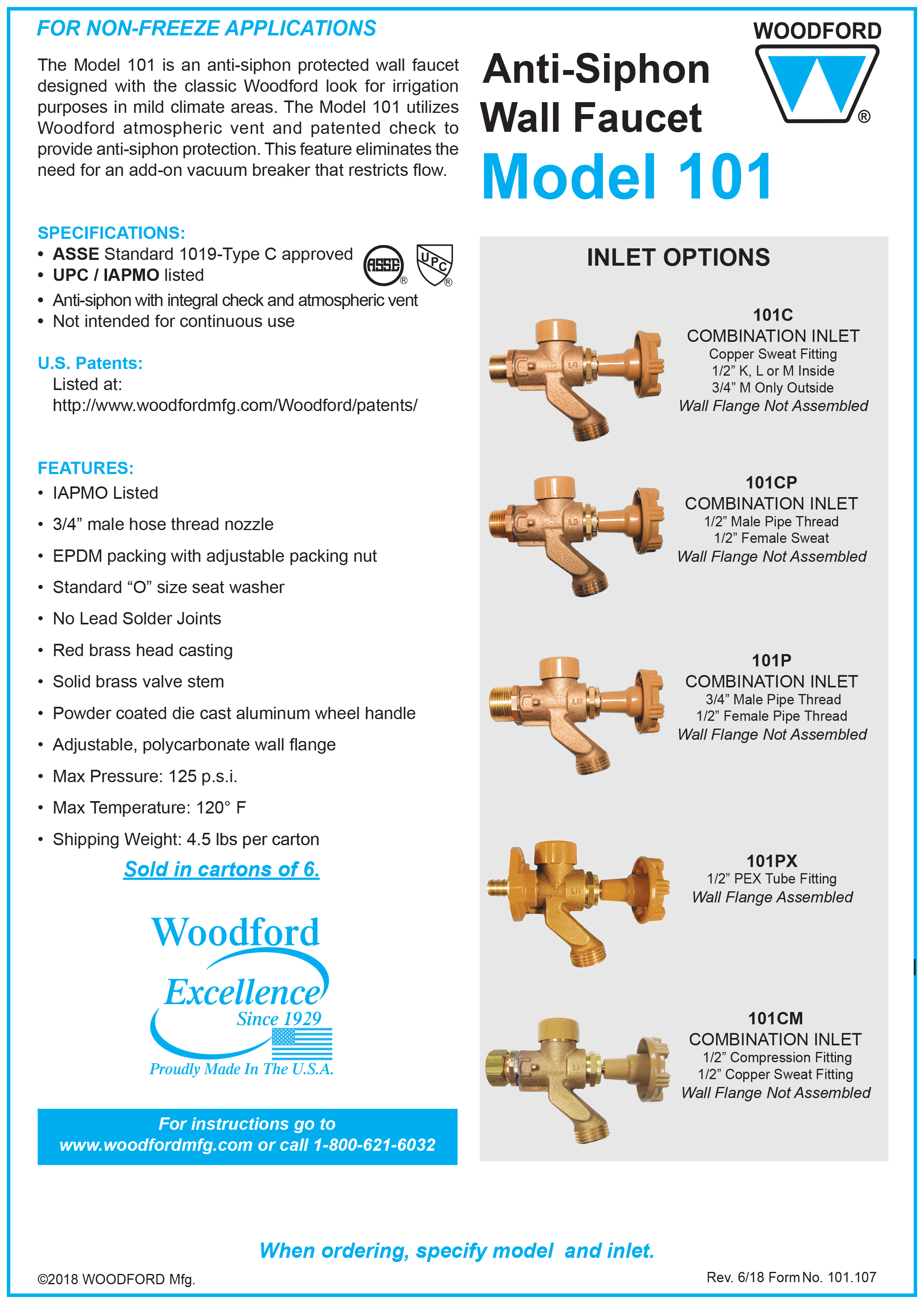 Woodford Model 101 Mild Climate Faucet